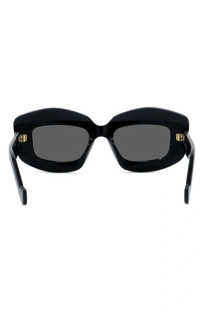 Shop Loewe Silver Screen 49mm Rectangular Sunglasses In Black