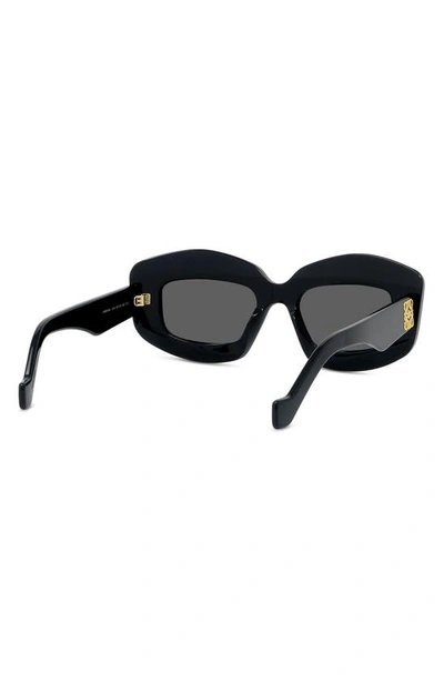 Shop Loewe Silver Screen 49mm Rectangular Sunglasses In Black