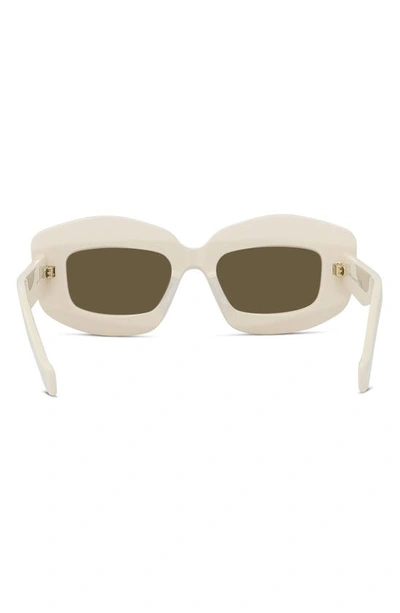 Shop Loewe Silver Screen 49mm Rectangular Sunglasses In Ivory