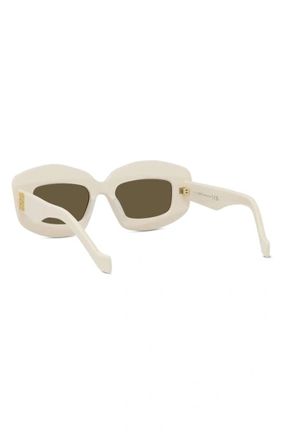 Shop Loewe Silver Screen 49mm Rectangular Sunglasses In Ivory