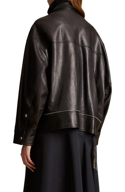Shop Khaite Herman Leather Moto Jacket In Black
