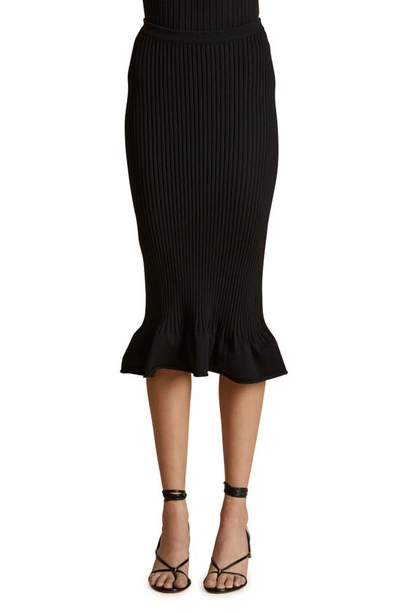 Shop Khaite Sapphi Rib Knit Peplum Skirt In Black