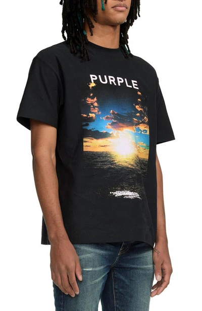 Shop Purple Brand Sunset Cotton Graphic T-shirt In Black