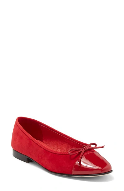 Shop Jeffrey Campbell Arabesque Ballet Flat In Red Suede Combo