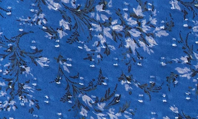 Cece Floral Ruffle Sleeve Clip Dot Blouse In Cerulean Dusk