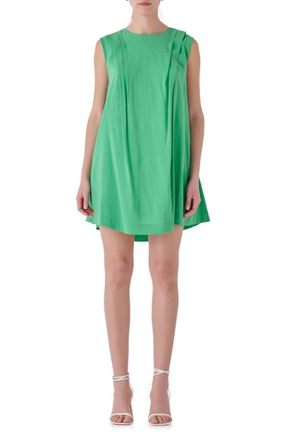 Endless Rose Pintuck Tie Belt Sleeveless Dress In Kelly Green