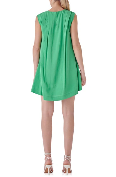 Endless Rose Pintuck Tie Belt Sleeveless Dress In Kelly Green
