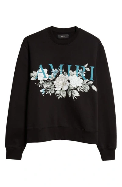 Shop Amiri Floral Logo Graphic Sweatshirt In Black