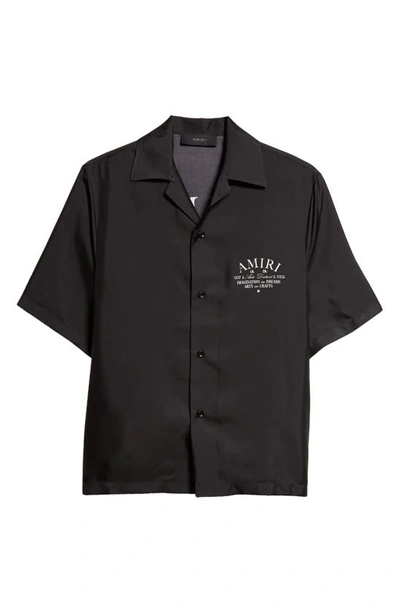 Shop Amiri Arts District Silk Bowling Shirt In Black