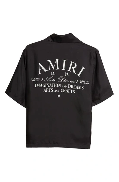 Shop Amiri Arts District Silk Bowling Shirt In Black