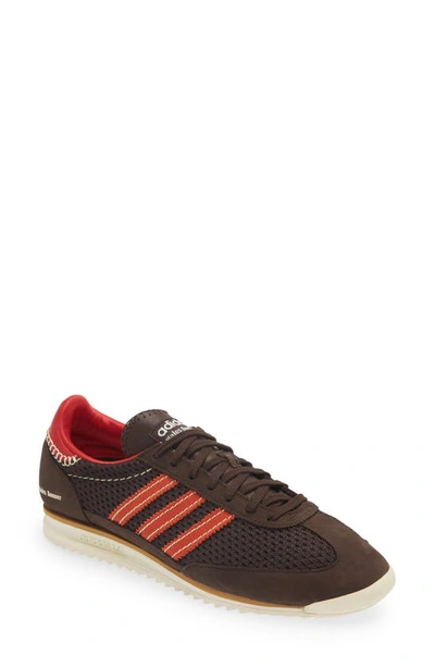 Shop Adidas X Wales Bonner Sl 72 Knit Sneaker In Dark Brown/ Orange/ Scarlet