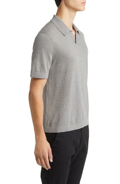 Shop Theory Brenan Linen Blend Polo In Force Grey