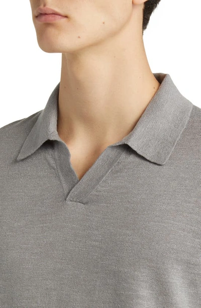 Shop Theory Brenan Linen Blend Polo In Force Grey