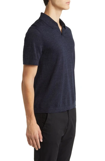 Shop Theory Brenan Linen Blend Polo In New Baltic