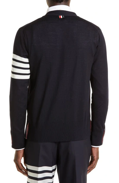 Shop Thom Browne 4-bar Merino Wool Cardigan In Navy