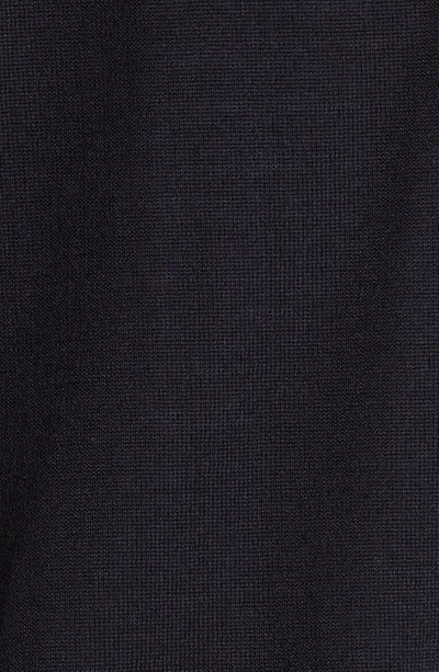 Thom Browne Jersey Stitch Relaxed Fit V Neck Cardigan In Fine Merino Wool With 4 Bar Stripes In Navy