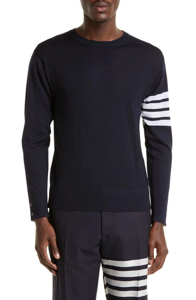 Shop Thom Browne 4-bar Merino Wool Sweater In Navy