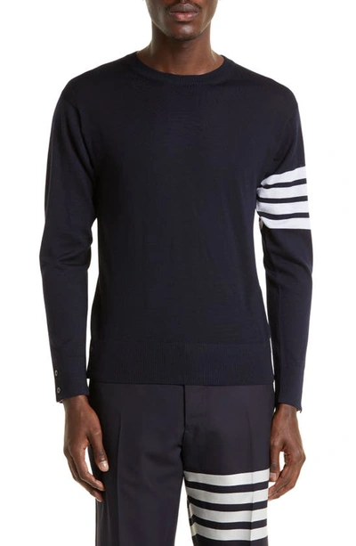 Thom Browne Four-bar Merino Wool Sweater In Navy