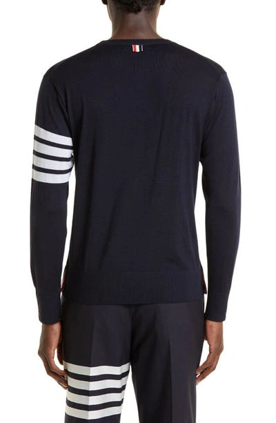Thom Browne Four-bar Merino Wool Sweater In Navy