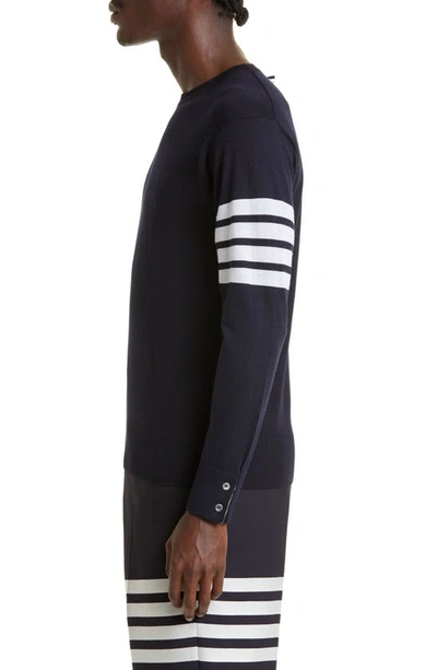 Thom Browne Four-bar Merino Wool Sweater In Navy