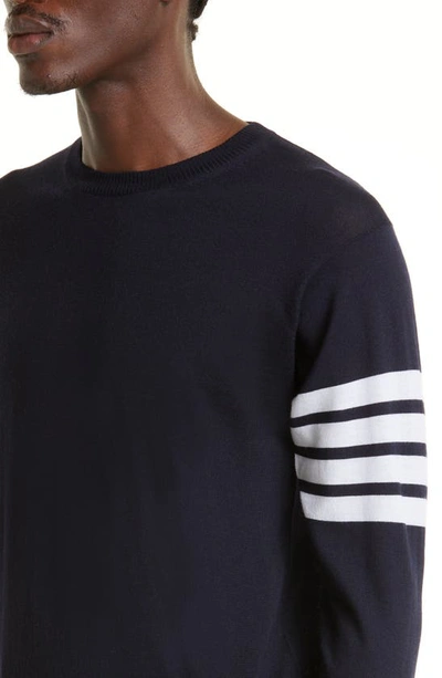 Thom Browne Four-bar Merino Wool Sweater In Navy
