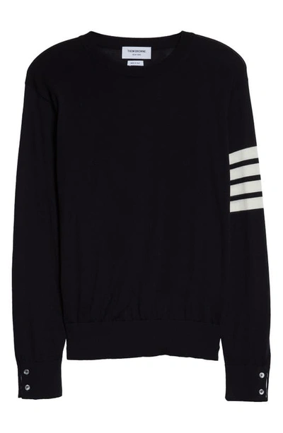 Thom Browne Four-bar Merino Wool Sweater In Navy