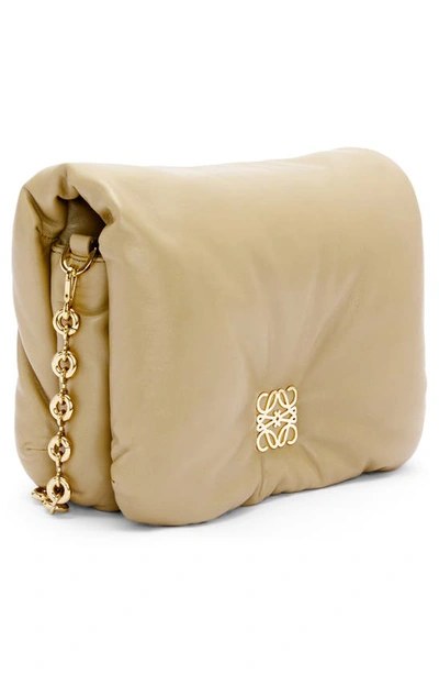 Shop Loewe Goya Lambskin Leather Puffer Bag In Clay Green