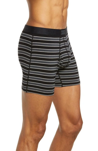 Shop Saxx Ultra Super Soft Relaxed Fit Boxer Briefs In Black Crew Stripe