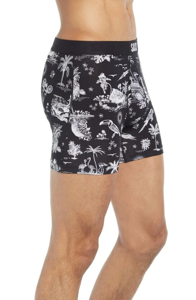 Saxx Ultra Super Soft Relaxed Fit Boxer Briefs In Black Astro Surf And Turf