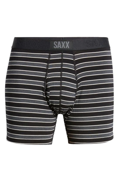 Shop Saxx Ultra Super Soft Relaxed Fit Boxer Briefs In Black Crew Stripe