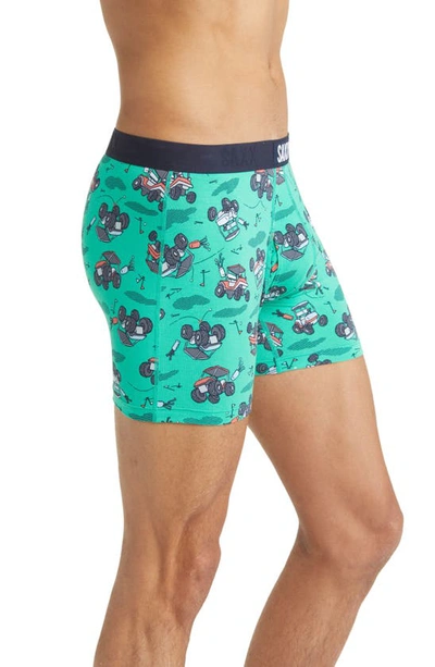 Shop Saxx Ultra Super Soft Relaxed Fit Boxer Briefs In Off Course Carts- Green