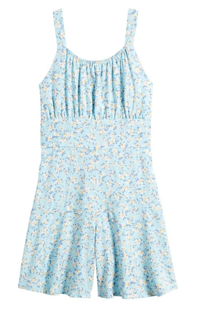 Shop Ava & Yelly Kids' Emma Cascade Floral Romper In Blue