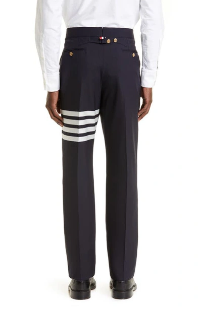 Shop Thom Browne 4-bar Mélange Wool Pants In Navy
