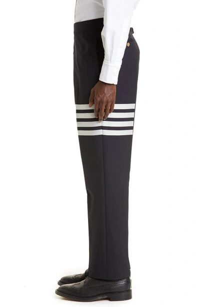 Shop Thom Browne 4-bar Mélange Wool Pants In Navy