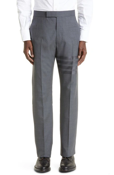 Shop Thom Browne 4-bar Mélange Wool Pants In Dark Grey