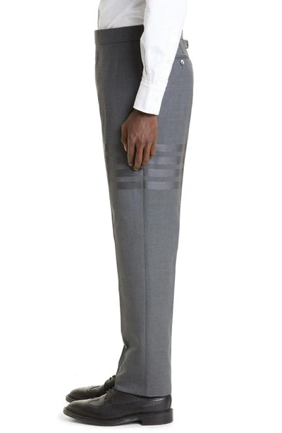 Shop Thom Browne 4-bar Mélange Wool Pants In Dark Grey