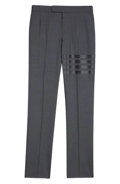 Shop Thom Browne 4-bar Mélange Wool Pants In Dark Grey