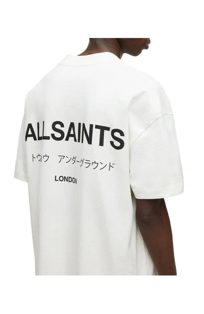 Shop Allsaints Underground Oversize Graphic T-shirt In Ashen White