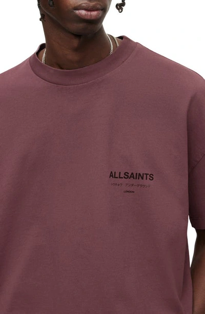 Shop Allsaints Underground Oversize Graphic T-shirt In Sage Purple