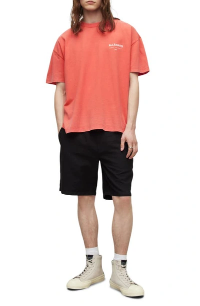 Shop Allsaints Underground Oversize Graphic T-shirt In Ruby Red/ Cala White