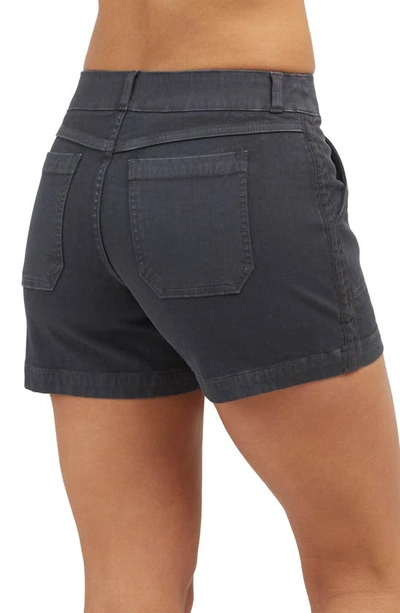 Shop Spanx 4-inch Stretch Twill Shorts In Washed Black