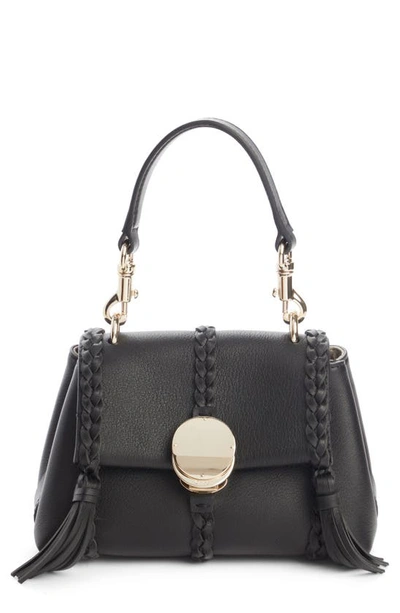 Shop Chloé Mini Penelope Leather Crossbody Satchel In Black