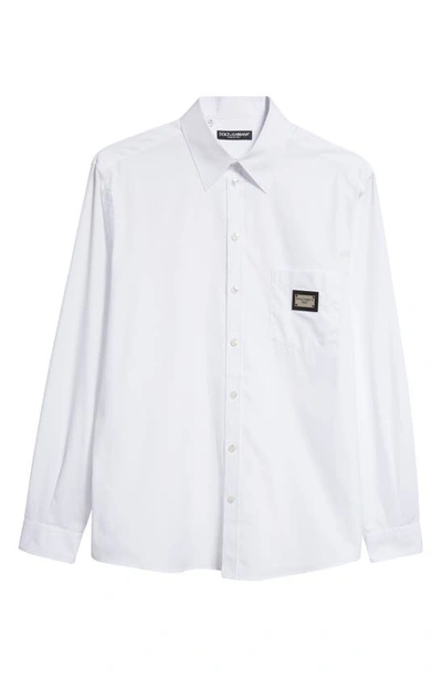 Shop Dolce & Gabbana Dolce&gabbana Essential Martini Fit Cotton Button-up Shirt In White