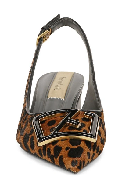 Franco Sarto Racer 5 Womens Calf Hair Animal Print Slingback Heels In Whiskey