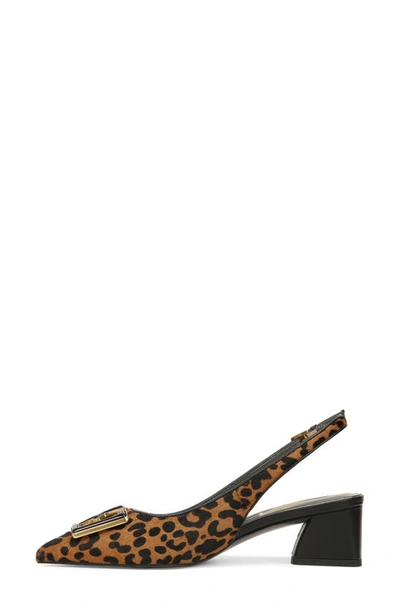 Franco Sarto Racer 5 Womens Calf Hair Animal Print Slingback Heels In Whiskey