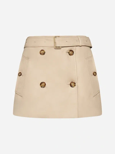 Shop Burberry Brielle Cotton Miniskirt In Soft Fawn