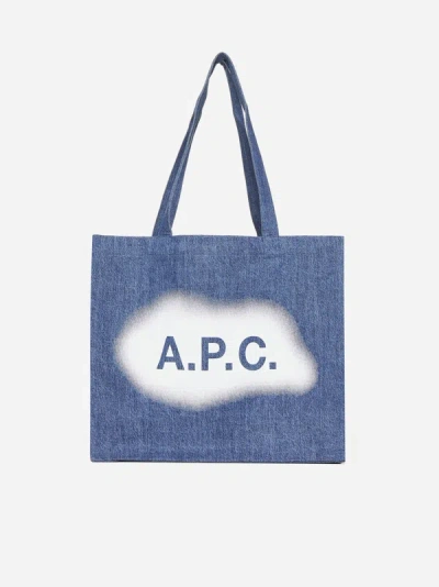 Shop Apc Diane Denim Tote Bag In Washed Indigo