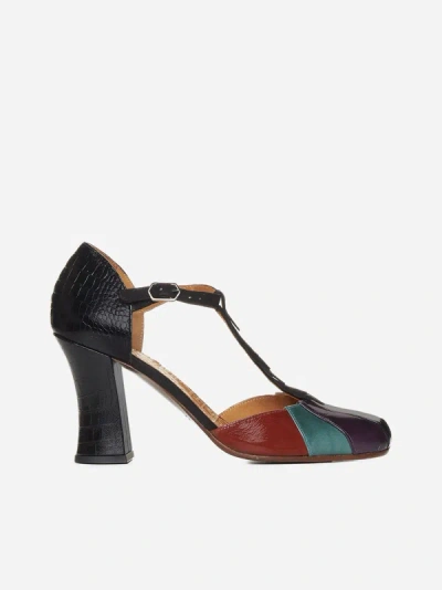 Shop Chie Mihara Fabad Leather Pumps In Black,multicolor