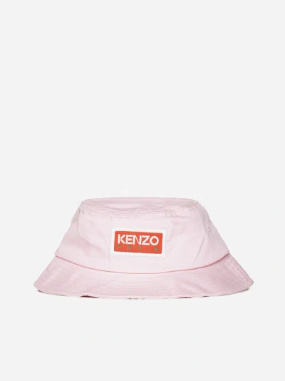 Shop Kenzo Logo Cotton Bucket Hat In Pink