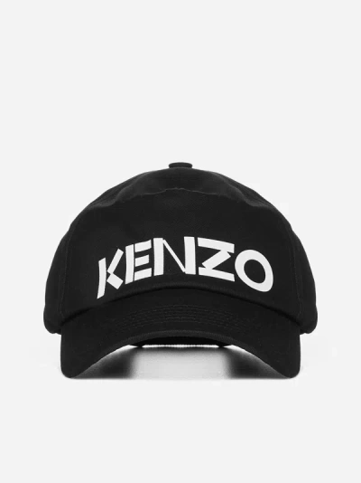 Shop Kenzo Logo Cotton Baseball Cap In Black